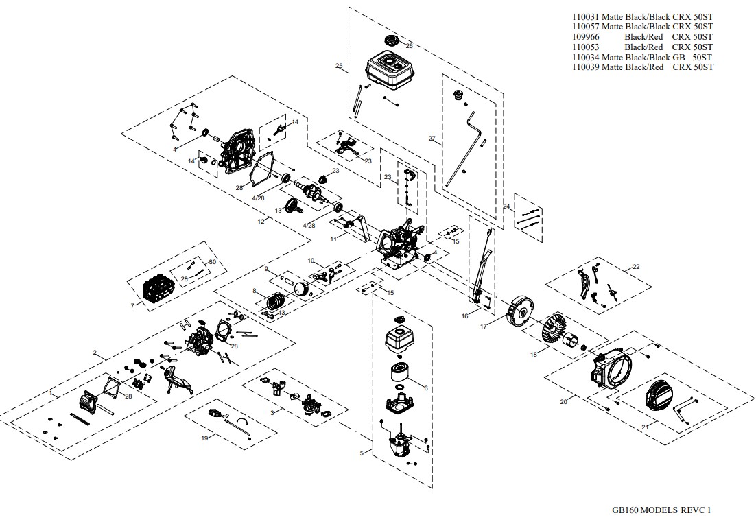 110053 ENGINE PARTS BREAKDOWN